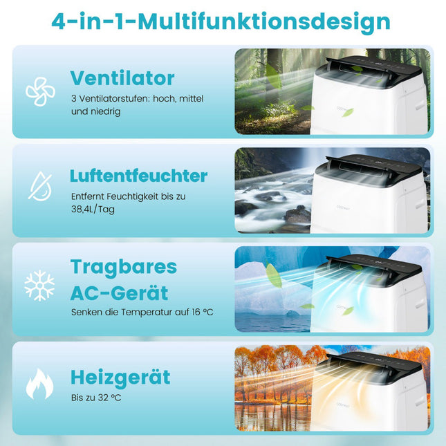 Přenosná klimatizace 4v1, 12000 BTU, WiFi ovládání