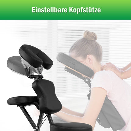 Přenosné nastavitelné masážní křeslo – černé, skládací