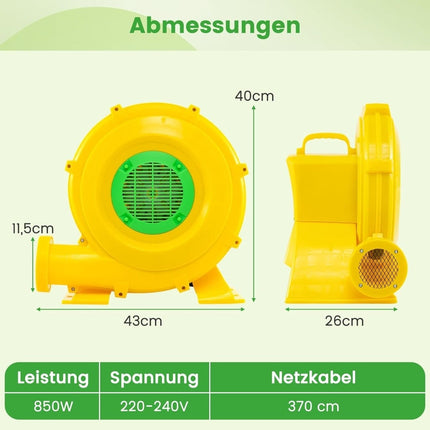 Portable Air Blower 850W with Handle & Ground Anchors