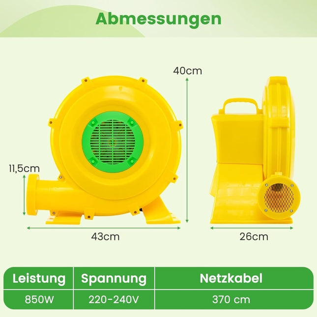 Přenosné dmychadlo 850 W s rukojetí a zemními kotvami