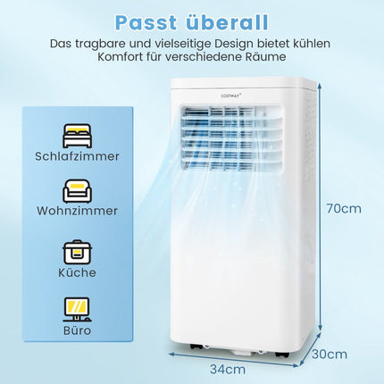 Přenosná klimatizace 2.5 kW, 4v1 s odvlhčovačem
