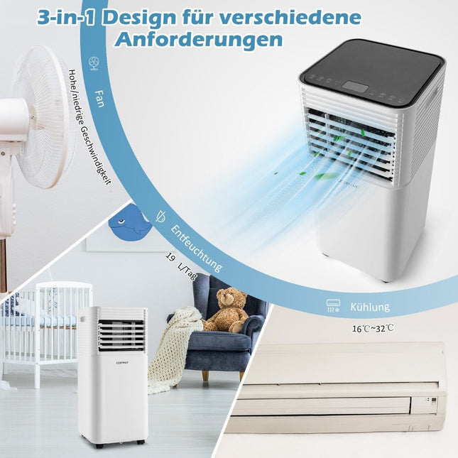 Přenosná klimatizace 4v1, ochlazovač vzduchu s černým LED displejem, 7000 BTU