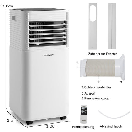 Přenosná klimatizace 4v1, ochlazovač vzduchu s černým LED displejem, 7000 BTU