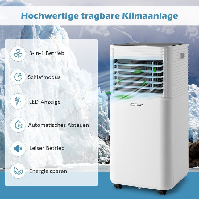 Přenosná klimatizace 4v1, ochlazovač vzduchu s černým LED displejem, 7000 BTU