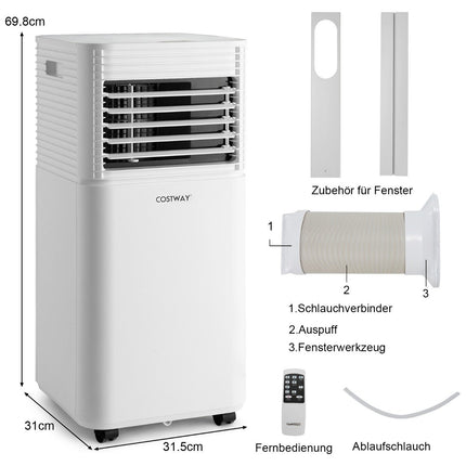 Přenosná klimatizace 4v1, ochlazovač vzduchu s bílým LED displejem, 7000 BTU