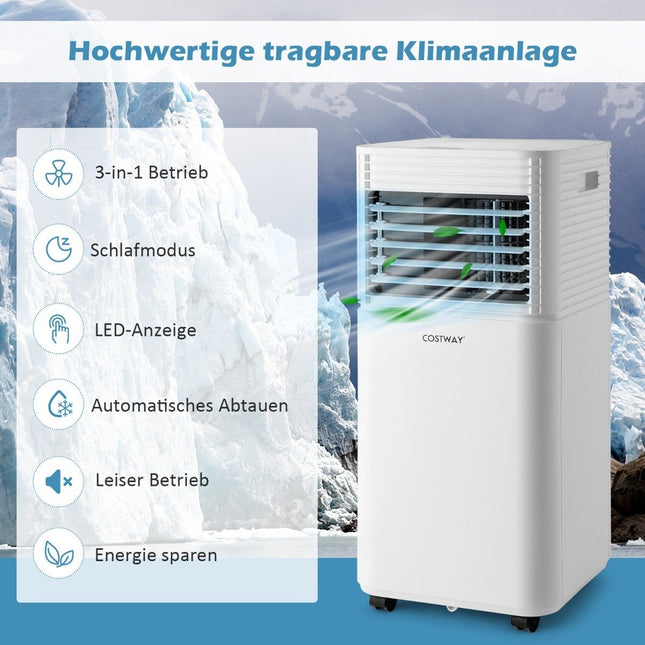 Přenosná klimatizace 4v1, ochlazovač vzduchu s bílým LED displejem, 7000 BTU