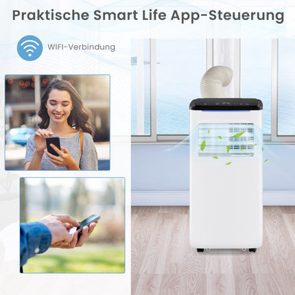 Přenosná klimatizace 9000 BTU, 4v1, chytré ovládání