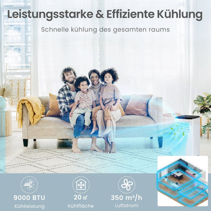 Přenosná klimatizace 9000 BTU, 4v1, chytré ovládání