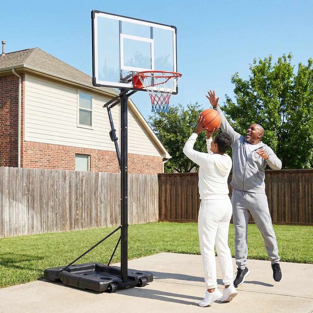 Portable Basketball Hoop, Adjustable 5.6-10 Ft, 43 In Backboard