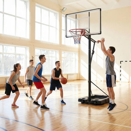Přenosný basketbalový koš, nastavitelný 5.6-10 ft, deska 43 in