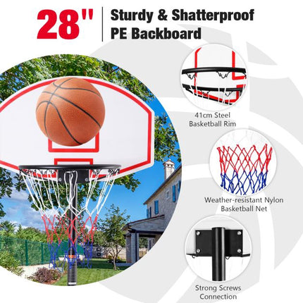 Přenosný basketbalový koš, nastavitelná výška, deska 28 in