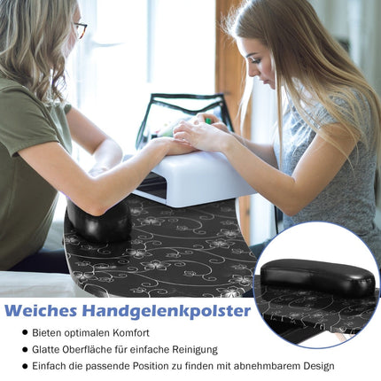 Přenosný manikúrní stolek se zásuvkou a kolečky, černý