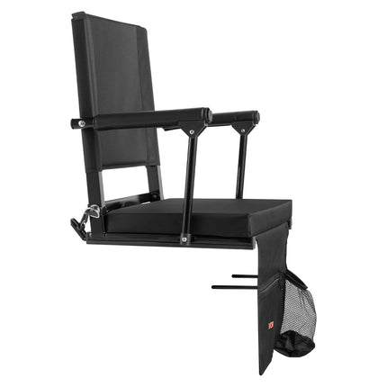 Portable Bleacher Seat with Armrests, Cup Holder, Black