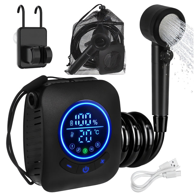 Přenosná kempingová sprcha, baterie 8000mAh, voděodolná IPX8