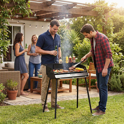 Portable Charcoal Grill, Detachable Legs, Adjustable Grate