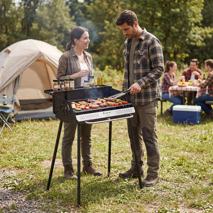 Portable Charcoal Grill, Detachable Legs, Adjustable Grate