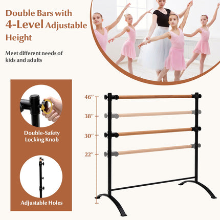 Přenosná dvojitá baletní tyč, 4 ft, nastavitelná výška