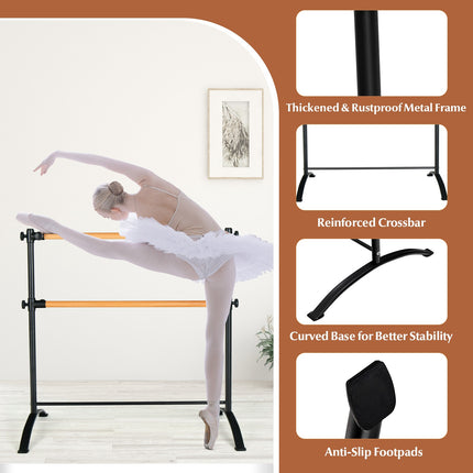 Přenosná dvojitá baletní tyč, 4 ft, nastavitelná výška