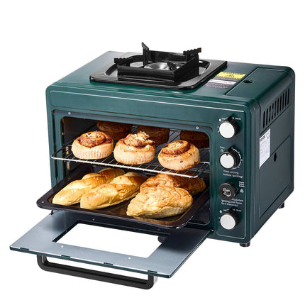 Portable Gas Camping Stove Oven Combo, 25L, Timer, Windproof