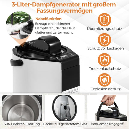 Přenosná domácí sauna s parním generátorem 3 l, černá