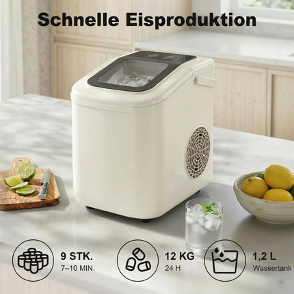 Přenosný výrobník ledu se samočištěním, 12 kg/24 h, béžový