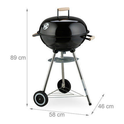 Portable Kettle BBQ Grill with Ash Catcher & Wheels