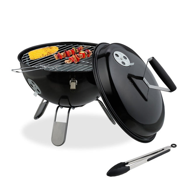 Přenosný kulatý gril 37 cm s kleštěmi