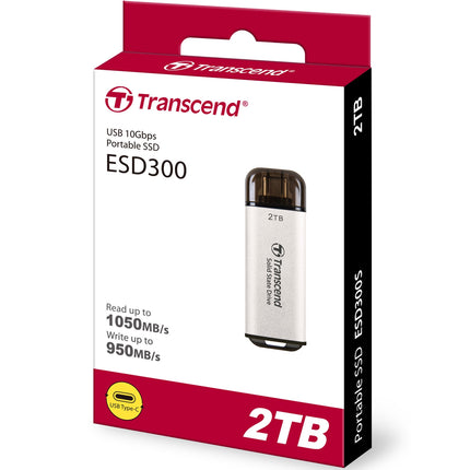 Přenosný mini SSD ESD300C USB-C 2TB 10Gbps (R1050/W950 Mb/s), stříbrný