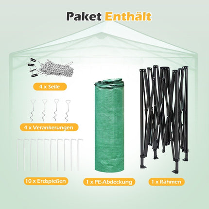 Přenosný pop-up zahradní skleník 180 x 250 x 230 cm, zelený