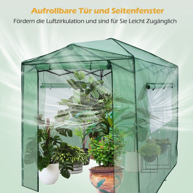 Přenosný pop-up zahradní skleník 180 x 250 x 230 cm, zelený