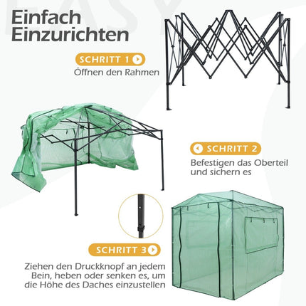 Přenosný pop-up zahradní skleník 180 x 250 x 230 cm, zelený