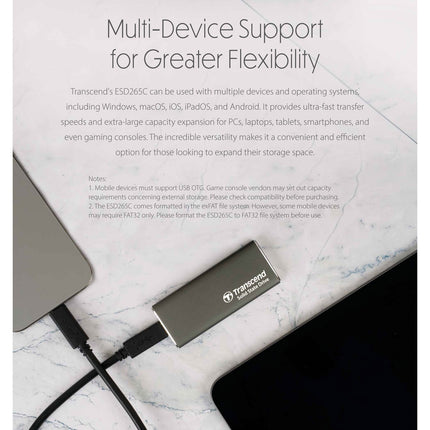 Přenosný SSD ESD256C USB-C 1TB 10Gbps (R1050/W950 Mb/s), hliníkový