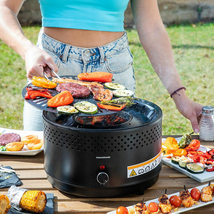 Přenosný bezkouřový gril na dřevěné uhlí CleanQ InnovaGoods