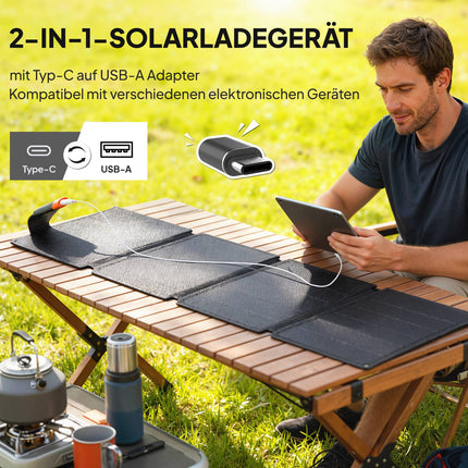Přenosný solární panel, rychlé nabíjení 36W, voděodolný, skládací