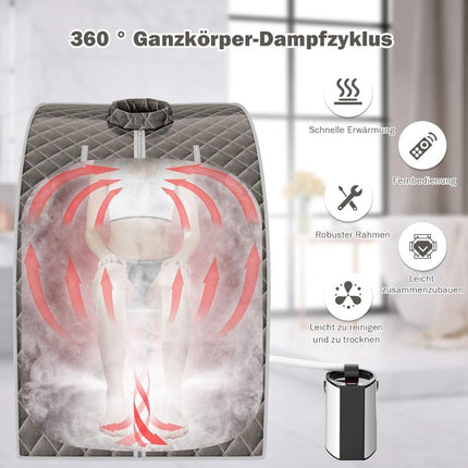 Přenosná parní sauna, 3 l 1000W, 9 stupňů teploty, šedá