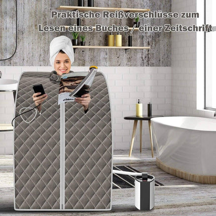 Přenosná parní sauna, 3 l 1000W, 9 stupňů teploty, šedá