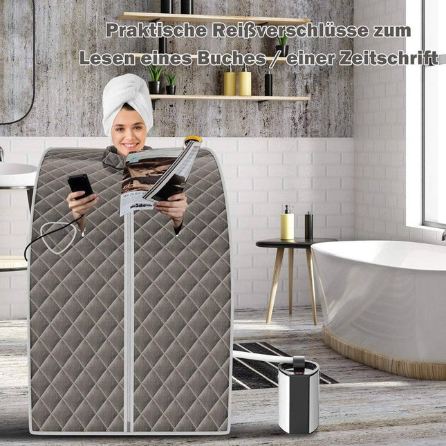 Přenosná parní sauna, 3 l 1000W, 9 stupňů teploty, šedá