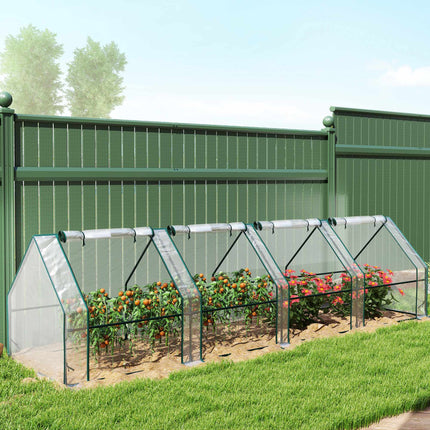 Portable Steel Greenhouse with Zipper Doors, 360x90x90 cm