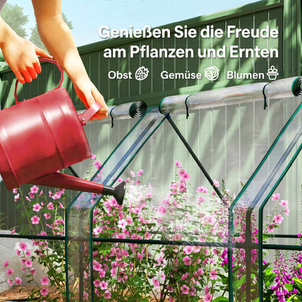 Portable Steel Greenhouse with Zipper Doors, 360x90x90 cm