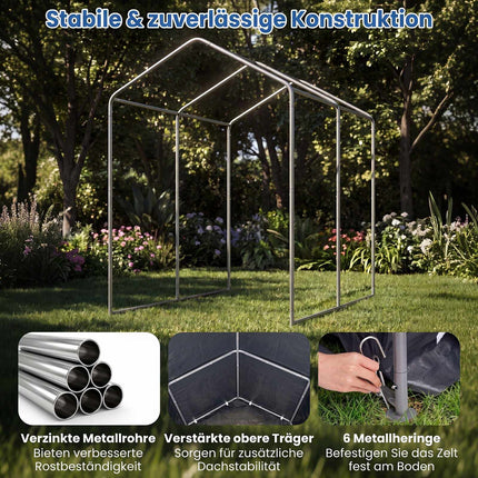 Portable Storage Shed with Roll-Up Door, 6x4x5.5 ft, Dark Gray