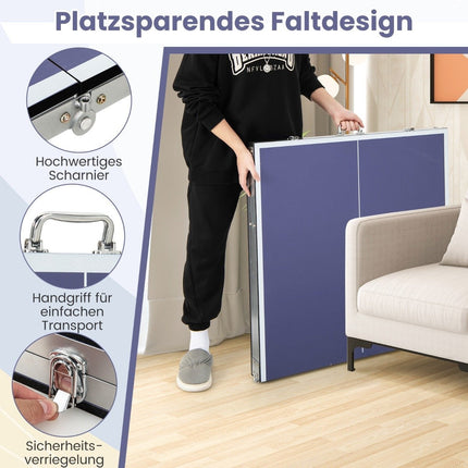 Přenosná sada stolního tenisu se sítí, 2 pálkami a 3 míčky, mini stůl