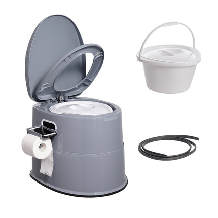 Portable Toilet with 1.3 Gal Bucket, Dual Lids