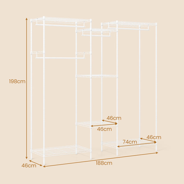 Portable Wardrobe Organizer, L-Shape & Horizontal, White