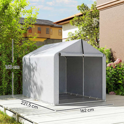 Portable Waterproof Storage Tent with Roll-Up Door, Light Grey