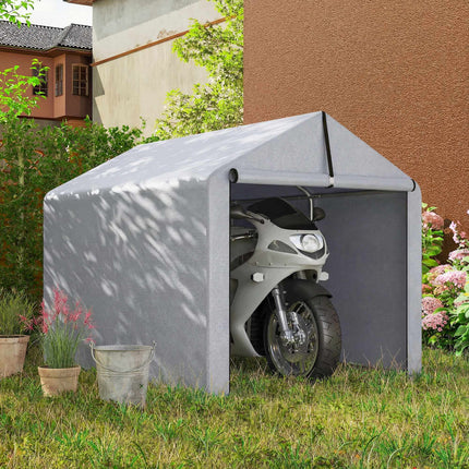 Portable Waterproof Storage Tent with Roll-Up Door, Light Grey