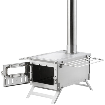 Portable Wood Burning Tent Stove, Stainless Steel, 8 Pipes