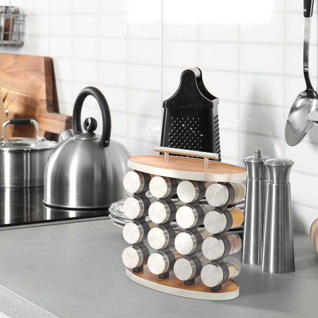 Portable spice rack with 16 jars