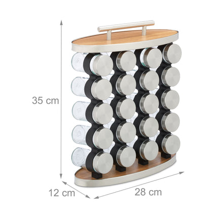Portable spice rack with 20 jars