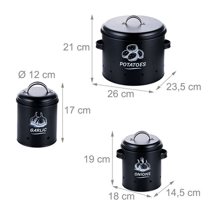 Boxy na brambory, cibuli a česnek – sada 3 ks