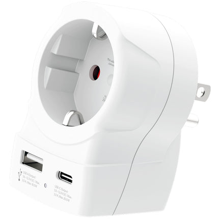 Napájecí adaptér EU na US, USB-A/USB-C, 20W PD, uzemněný